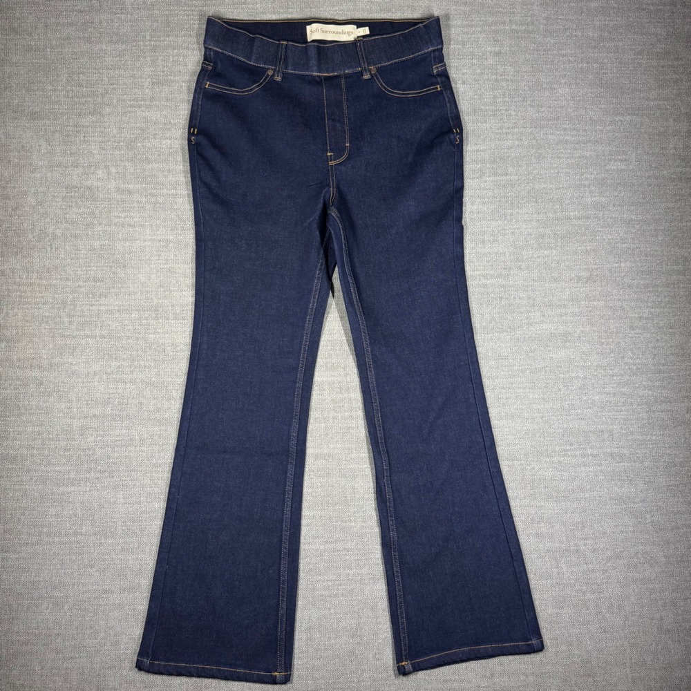 Soft Surroundings Ultimate Denim Pull-On Bootcut Jeans Marina Wash Blue Small‎